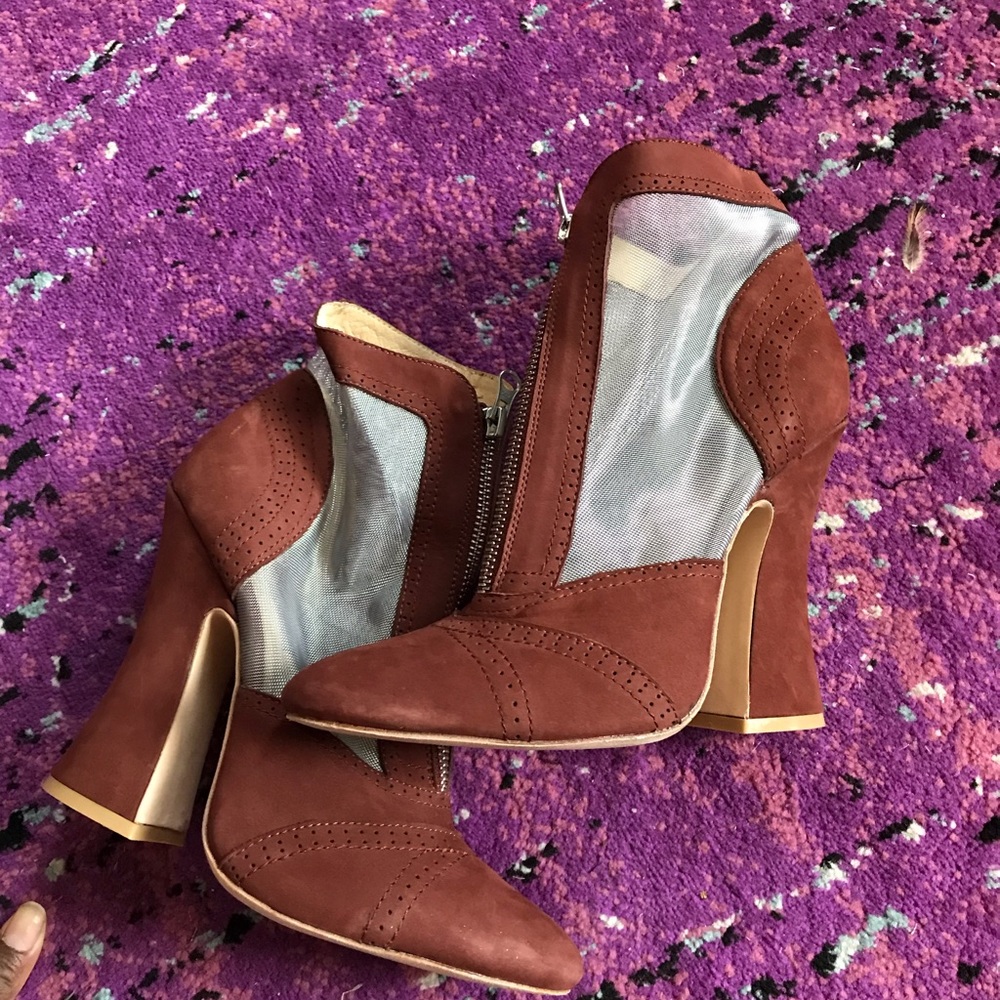 H&M suede chunky heel ankle boots